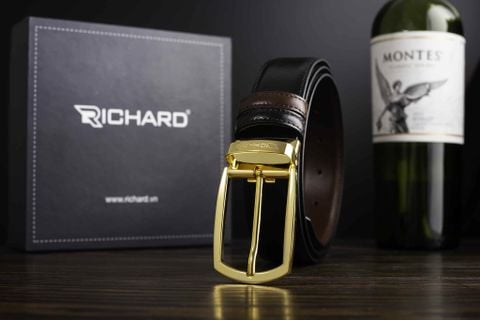 Thắt lưng nam da bò 3.4 cm khóa kim Richard RC014AB