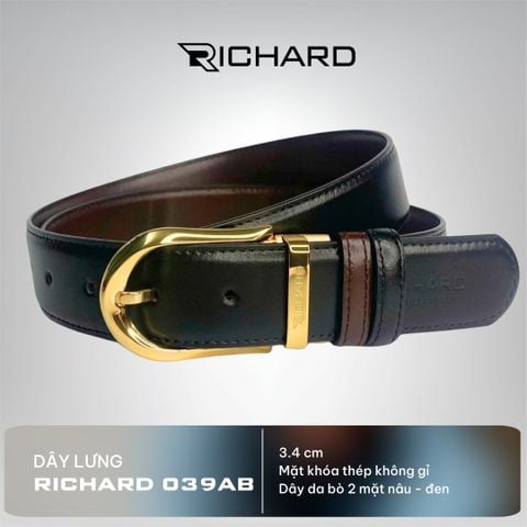Dây lưng nam da bò 3.4 cm khóa kim Richard RC039AB