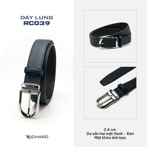 Dây lưng nam da bò cao cấp Richard RC039 ( Mặt khoá thép không gỉ sang trọng)
