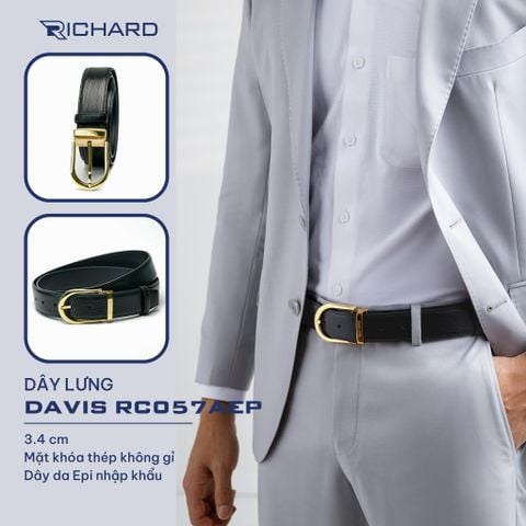 Dây lưng nam da bò cao cấp Richard RC057 ( Mặt khoá thép không gỉ sang trọng)