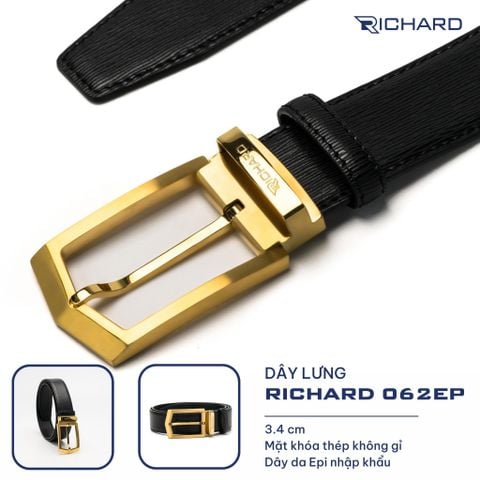 Dây lưng nam da bò cao cấp Richard RC062 ( Mặt khoá thép không gỉ sang trọng)