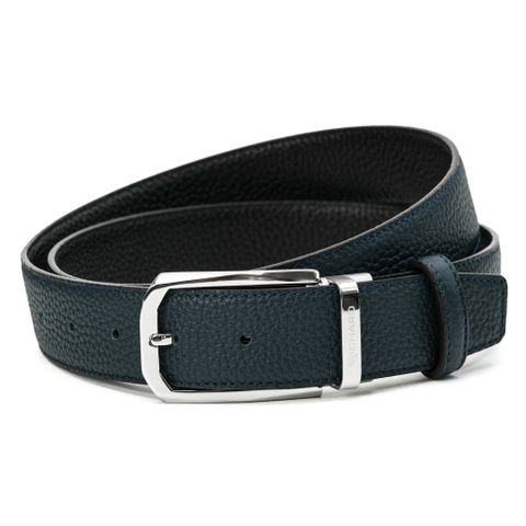 Dây thắt lưng nam da bò 2 mặt xanh/đen 3.4cm khoá kim Richard  RC079BX