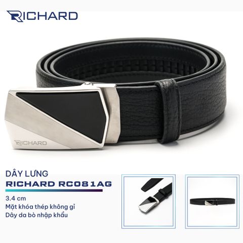Dây lưng nam da bò cao cấp Richard RC081 ( Mặt khoá thép không gỉ sang trọng)