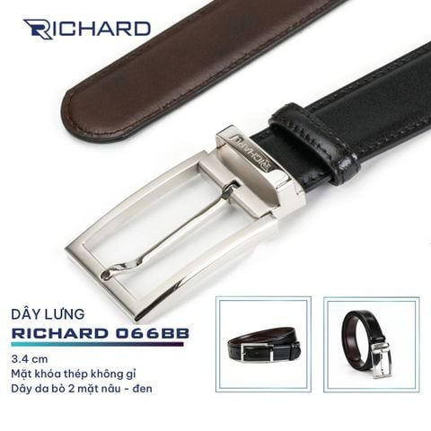 Dây lưng nam da bò cao cấp Richard RC066 ( Mặt khoá thép không gỉ sang trọng)