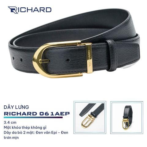 Dây lưng nam da bò cao cấp Richard RC060 ( Mặt khoá thép không gỉ sang trọng)