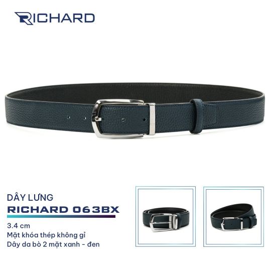 Dây lưng nam da bò cao cấp Richard RC063 ( Mặt khoá thép không gỉ sang trọng)