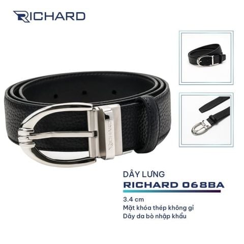 Dây lưng nam da bò cao cấp Richard RC068 ( Mặt khoá thép không gỉ sang trọng)
