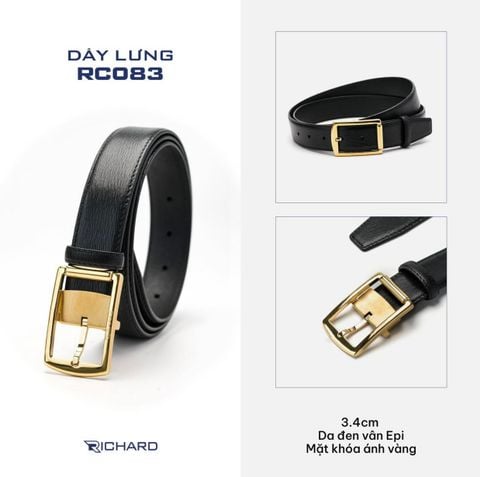 Dây lưng nam da bò cao cấp Richard RC083 ( Mặt khoá thép không gỉ sang trọng)