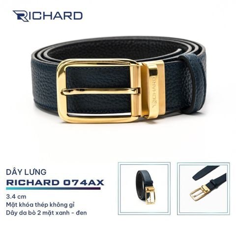 Dây lưng nam da bò cao cấp Richard RC074 ( Mặt khoá thép không gỉ sang trọng)