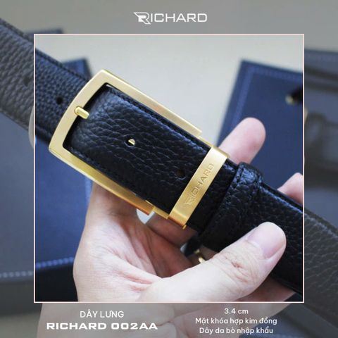 Thắt lưng nam da bò 3.4 cm khóa kim Richard RC002AA