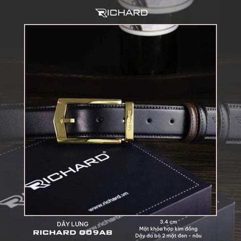Thắt lưng nam da bò 3.4 cm khóa kim RC009BB