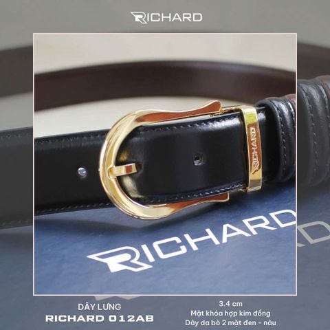 Thắt lưng nam da bò 3.4 cm khóa kim RC012AB