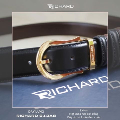 Thắt lưng nam da bò 3.4 cm khóa kim  RC012AB