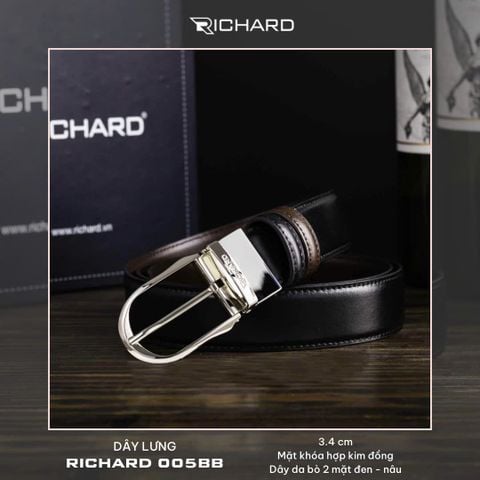 Thắt lưng nam da bò 3.4 cm khóa kim  RC005BB