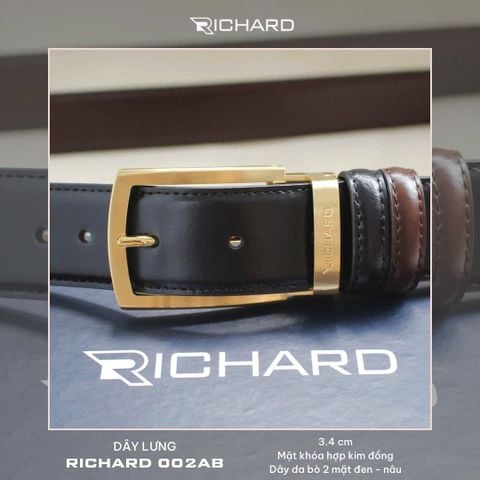 Thắt lưng nam da bò 3.4 cm khóa kim  RC002AB
