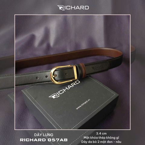 Thắt lưng nam da bò 3.4 cm khóa kim  RC057AB