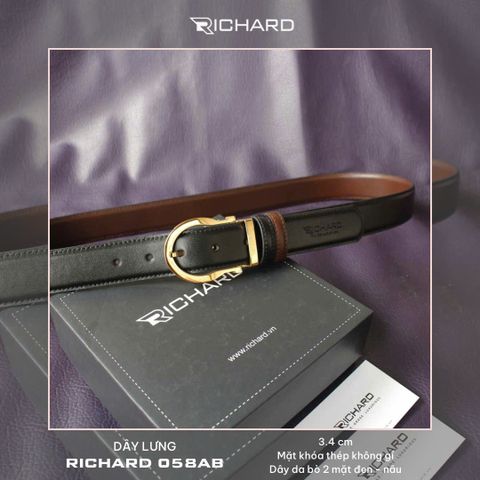 Thắt lưng nam da bò 3.4 cm khóa kim  RC058AB