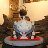 Mô hình trang trí - Tượng mèo chiêu tài mặt trang phục truyền thống