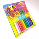 Vỉ 12 Màu Đất Nặn + 4 Khuôn Kiddy Clay