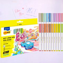 Hộp 20 Bút Lông Màu Pastel Rửa Được Washable Fiber Pen - Colokit SWM-C008