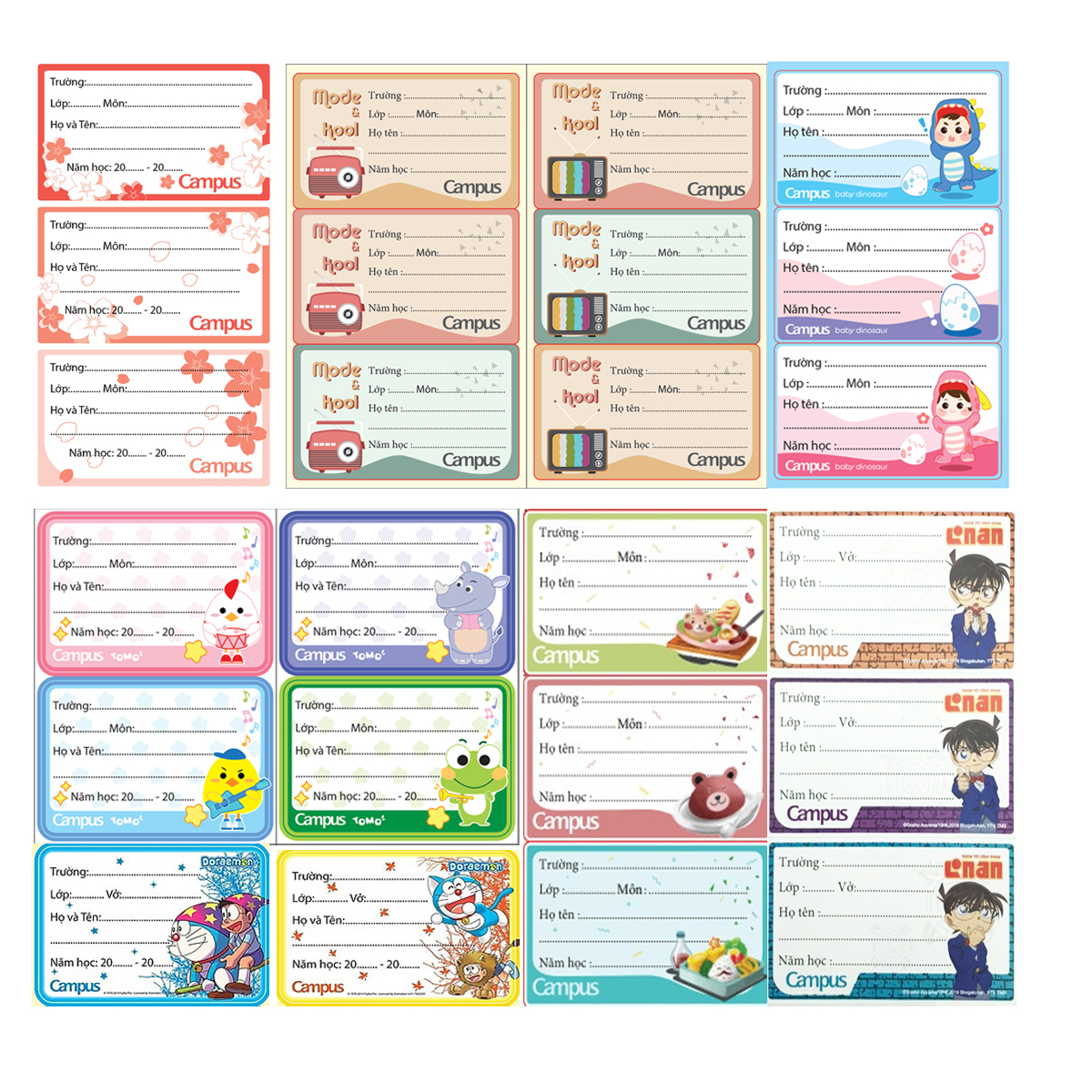Nhãn Vở Campus (Nhiều Mẫu Lựa Chọn)