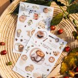 Sticker transfer trang trí tập sổ, vật dụng Gentle Coffee Diary