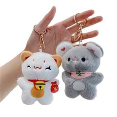 Móc khóa bông - Mèo thần tài
