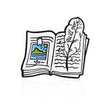 Huy hiệu, ghim cài kim loại trang trí - sách và mèo