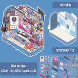 Bộ sticker hình dán trang trí 2.5D - Góc bàn
