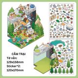 Bộ sticker hình dán 2.5D trang trí nội thất, cảnh quan