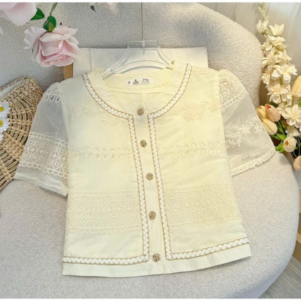 Áo Tơ Thêu Thiết Kế TuTu Store Phù Hợp Đi Chơi Dành Cho Nữ - Mã A518