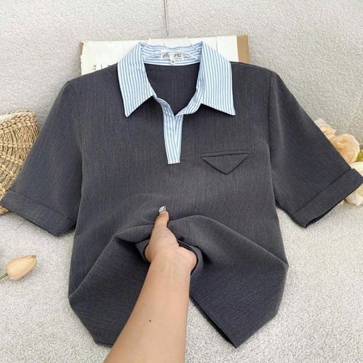 Áo Cotton Hàn Có Cổ Thiết Kế TuTu Store Phù Hợp Đi Làm Dành Cho Nữ - Mã AS605
