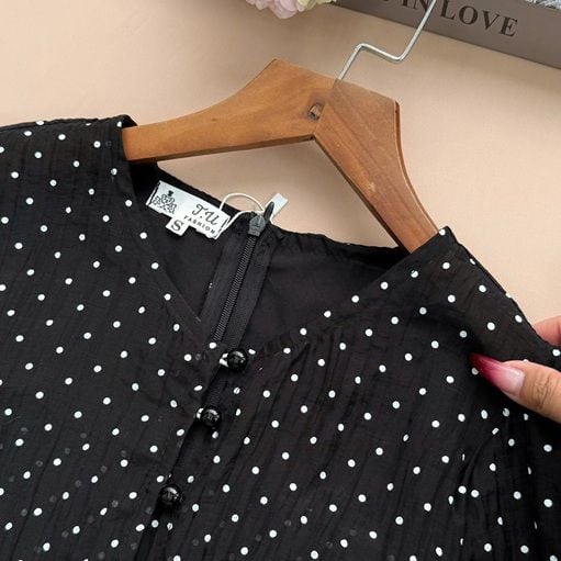 Đầm Tơ Nhăn Chấm Bi Thiết Kế TuTu Store Phù Hợp Đi Làm Dành Cho Nữ - Mã D1134