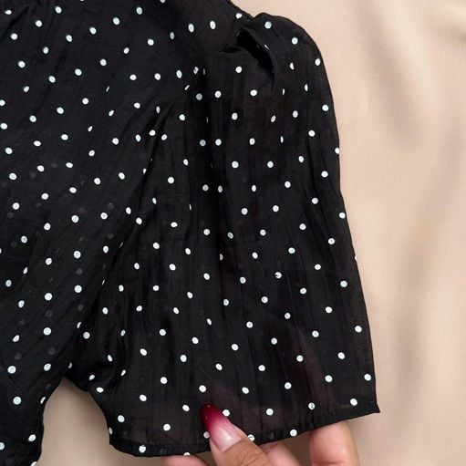 Đầm Tơ Nhăn Chấm Bi Thiết Kế TuTu Store Phù Hợp Đi Làm Dành Cho Nữ - Mã D1134