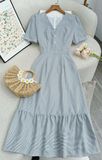  Đầm Linen Cotton Sọc Thiết Kế TuTu Store Phù Hợp Đi Chơi Dành Cho Nữ - Mã D1185 