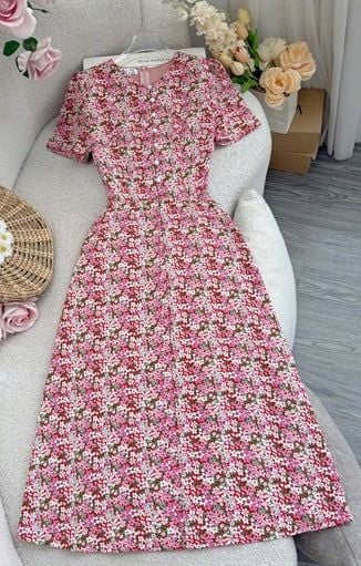 Đầm Lụa Nhật Hoa Nhí Thiết Kế TuTu Store Phù Hợp Đi Chơi Dành Cho Nữ - Mã D1106