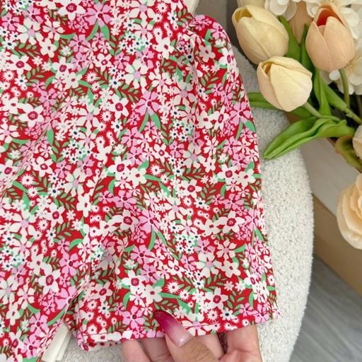 Đầm Lụa Nhật Hoa Nhí Thiết Kế TuTu Store Phù Hợp Đi Chơi Dành Cho Nữ - Mã D1106