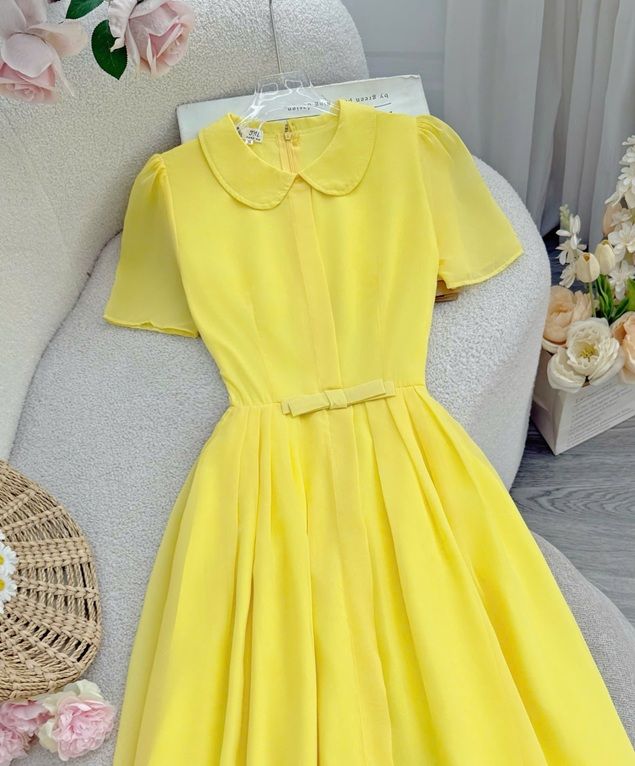  Váy Voan Cát Cổ Bèo Phù Hợp Đi Chơi Thiết Kế TuTu Store Dành Cho Nữ -Mã D1076 