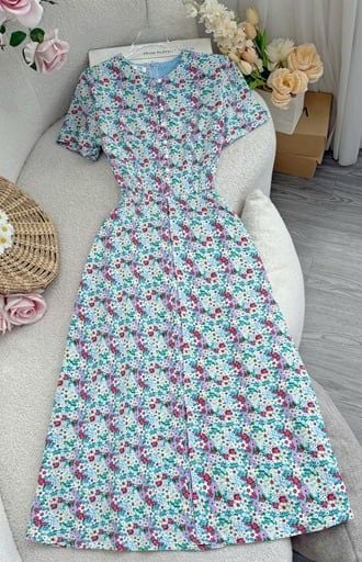 Đầm Lụa Nhật Hoa Nhí Thiết Kế TuTu Store Phù Hợp Đi Chơi Dành Cho Nữ - Mã D1106