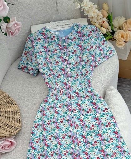  Đầm Lụa Nhật Hoa Nhí Thiết Kế TuTu Store Phù Hợp Đi Chơi Dành Cho Nữ - Mã D1106 