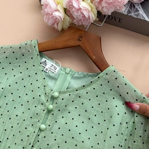 Đầm Tơ Nhăn Chấm Bi Thiết Kế TuTu Store Phù Hợp Đi Làm Dành Cho Nữ - Mã D1134