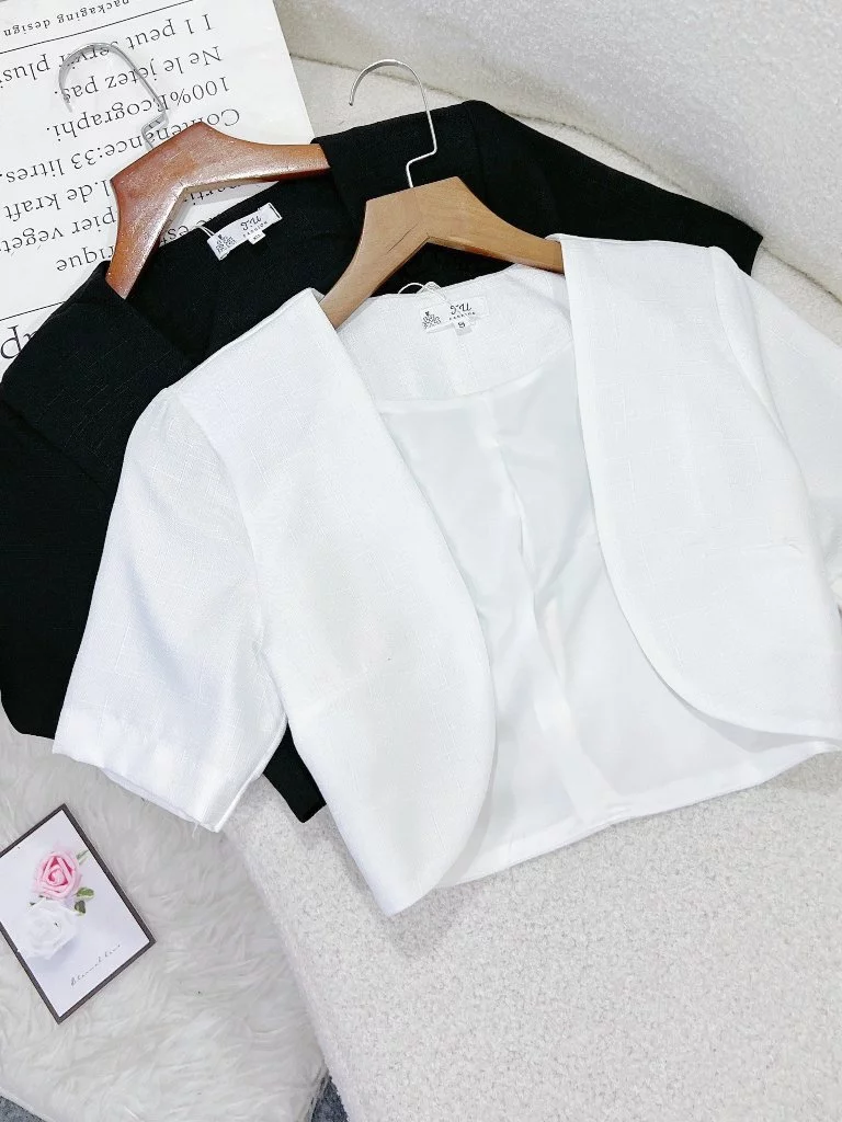 Áo Khoác Nữ Croptop Công Sở Thiết Kế TuTuStore - AS187