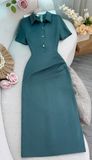  Đầm Bố Xước Thái Nút Thật Thiết Kế TuTu Store Phù Hợp Đi Chơi Dành Cho Nữ - Mã D1095 