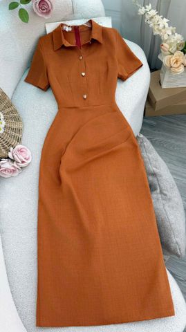 Đầm Bố Xước Thái Nút Thật Thiết Kế TuTu Store Phù Hợp Đi Chơi Dành Cho Nữ - Mã D1095