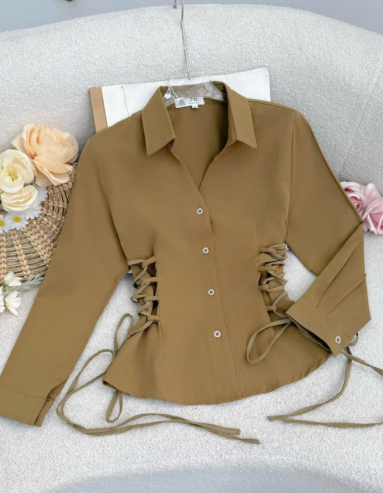 Áo Linen Sứ Gỗ Thiết Kế TuTu Store Phù Hợp Đi Chơi Dành Cho Nữ - Mã A489