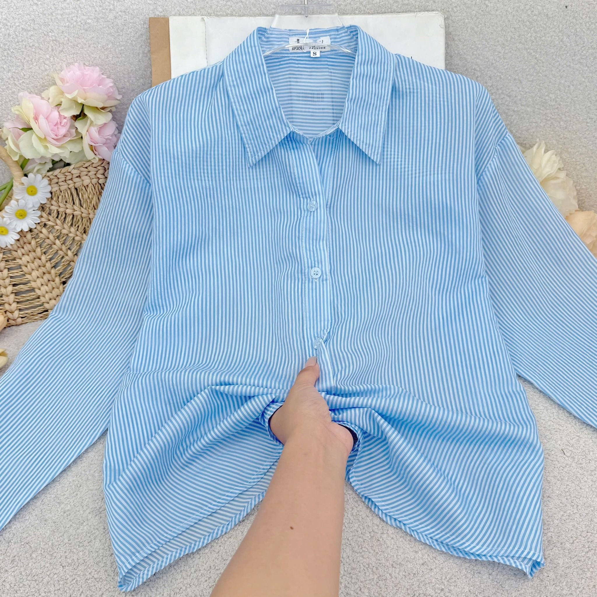 Áo Tơ Linen Sọc Thiết Kế TuTu Store Phù Hợp Đi Làm Dành Cho Nữ - Mã A542