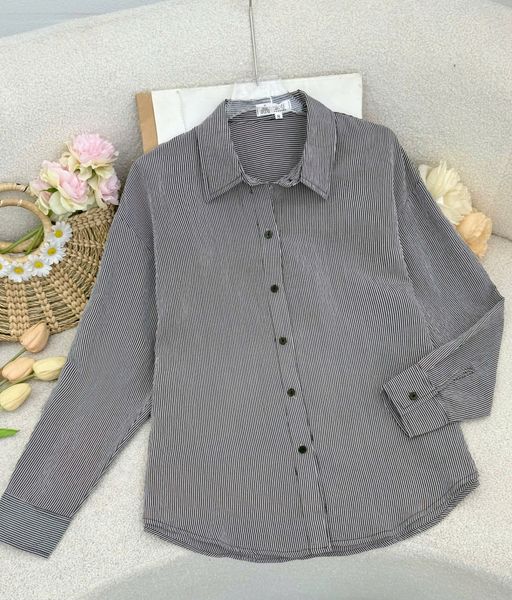 Áo Tơ Linen Sọc Thiết Kế TuTu Store Phù Hợp Đi Làm Dành Cho Nữ - Mã A542