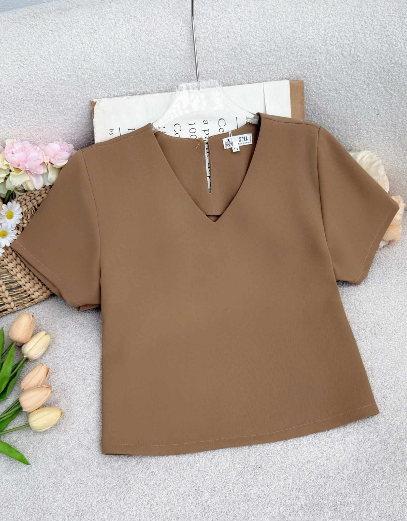 Áo Cotton Chéo Thiết Kế TuTu Store Phù Hợp Đi Chơi Dành Cho Nữ - Mã AS587