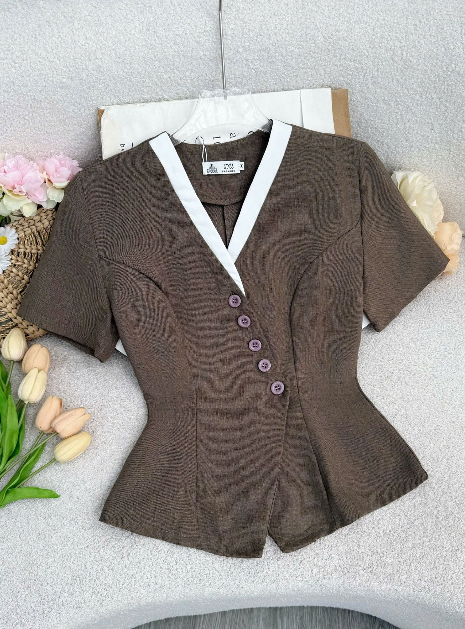 Áo Bố Gân Hàn Quốc Peplum Thiết Kế TuTu Store Phù Hợp Đi Làm Dành Cho Nữ - Mã A512