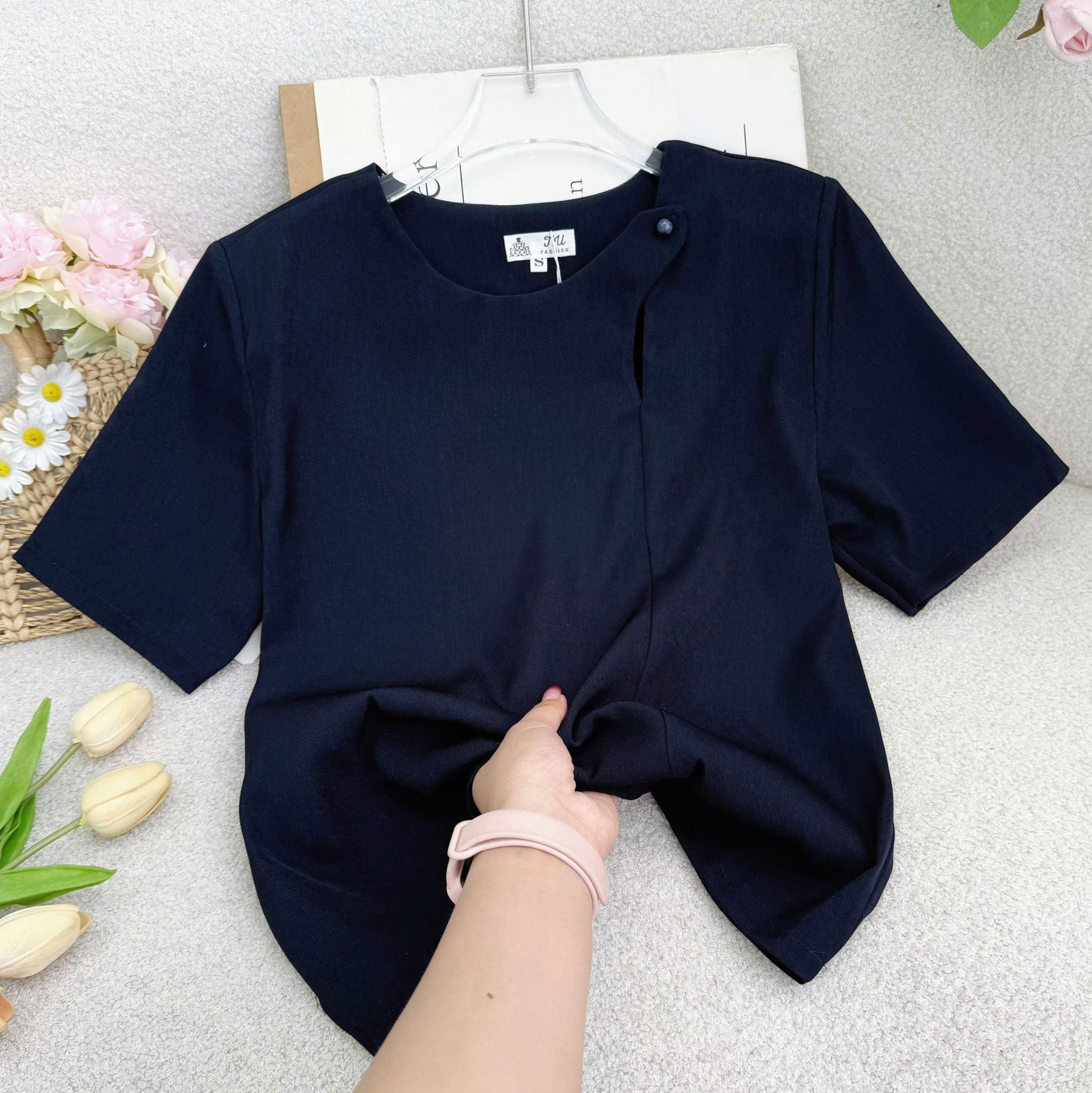 Áo Chéo Nhung Hàn Thiết Kế TuTu Store Phù Hợp Đi Làm Dành Cho Nữ - Mã AS574